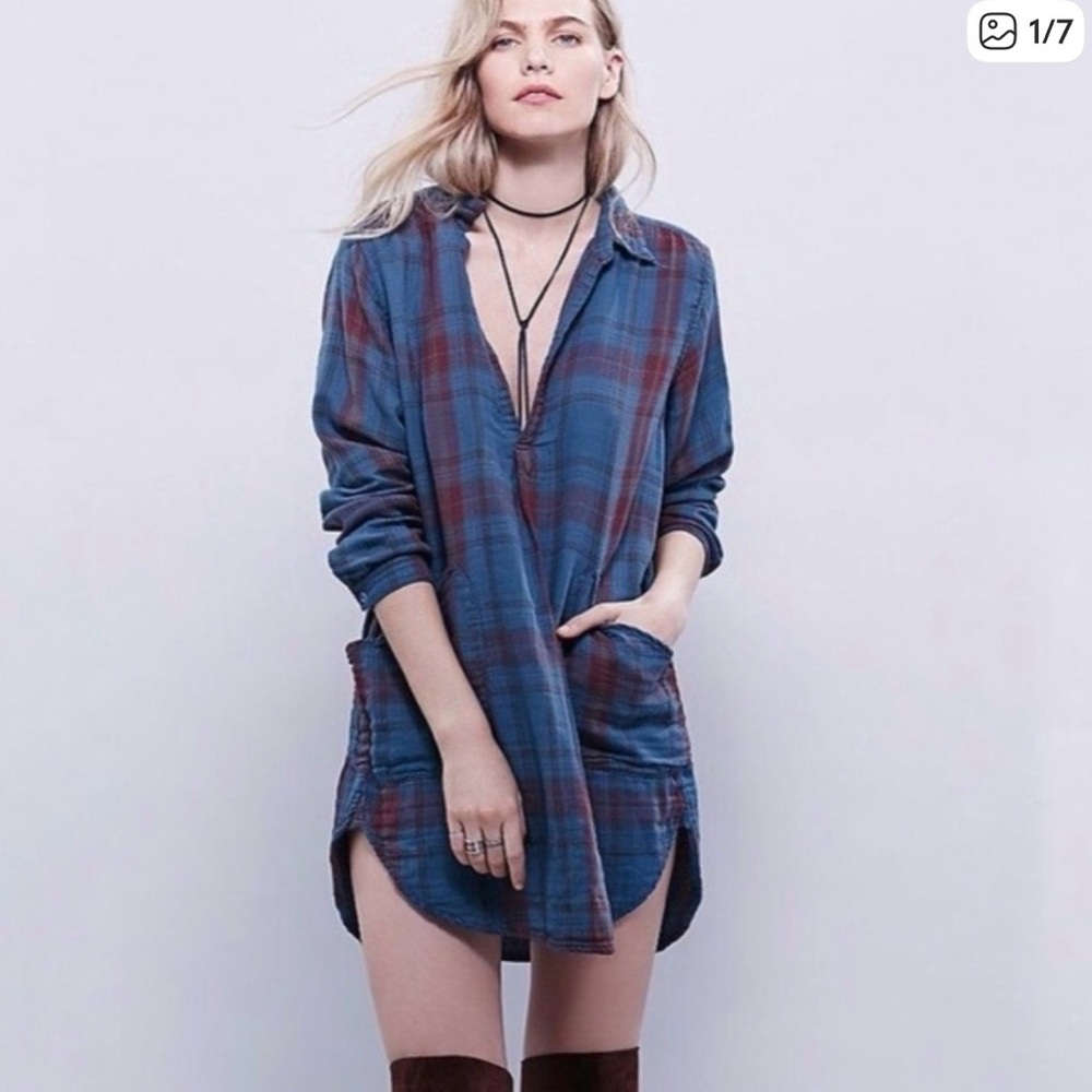 Free People x CP Shades Plaid Tunic